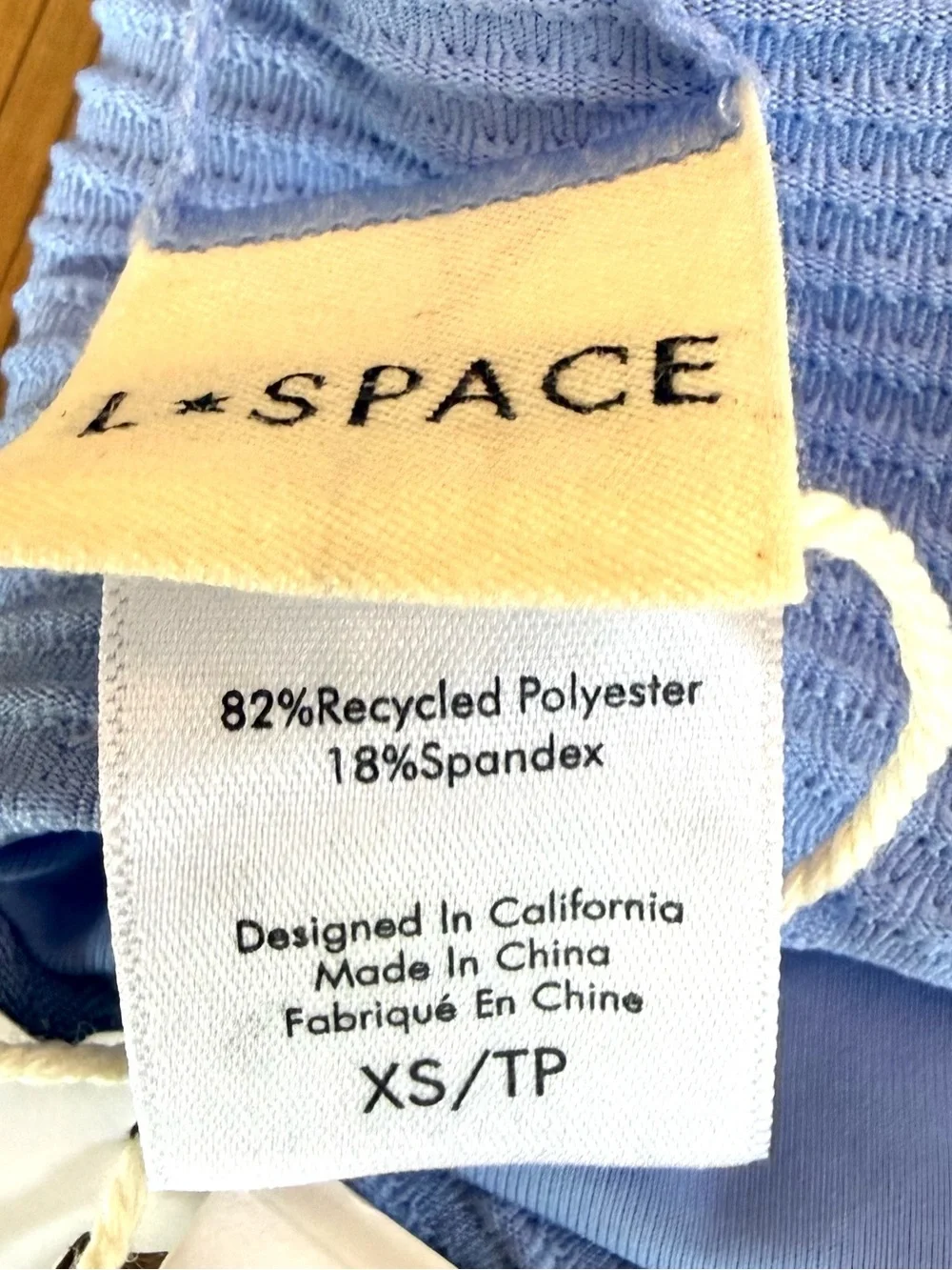 L*Space For Anthropology Jess Ribbed Bikini Top Light Blue Size XS NWT Swim